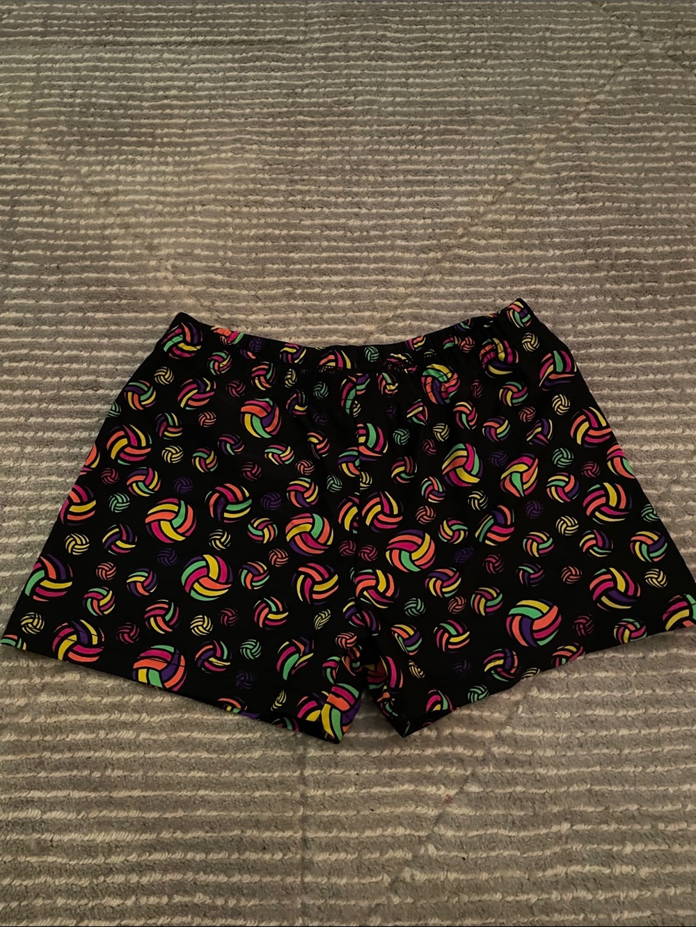 Black Athletic Volleyball Shorts with Neon  Volleyball Print